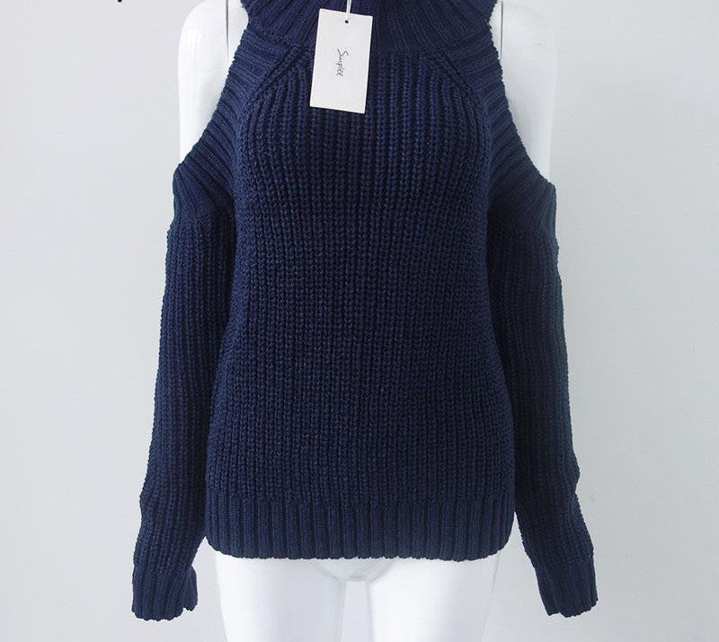 turtleneck off shoulder knitted sweater women autumn Fashion tricot pullover jumpers Pull femme oversized capes - CelebritystyleFashion.com.au online clothing shop australia