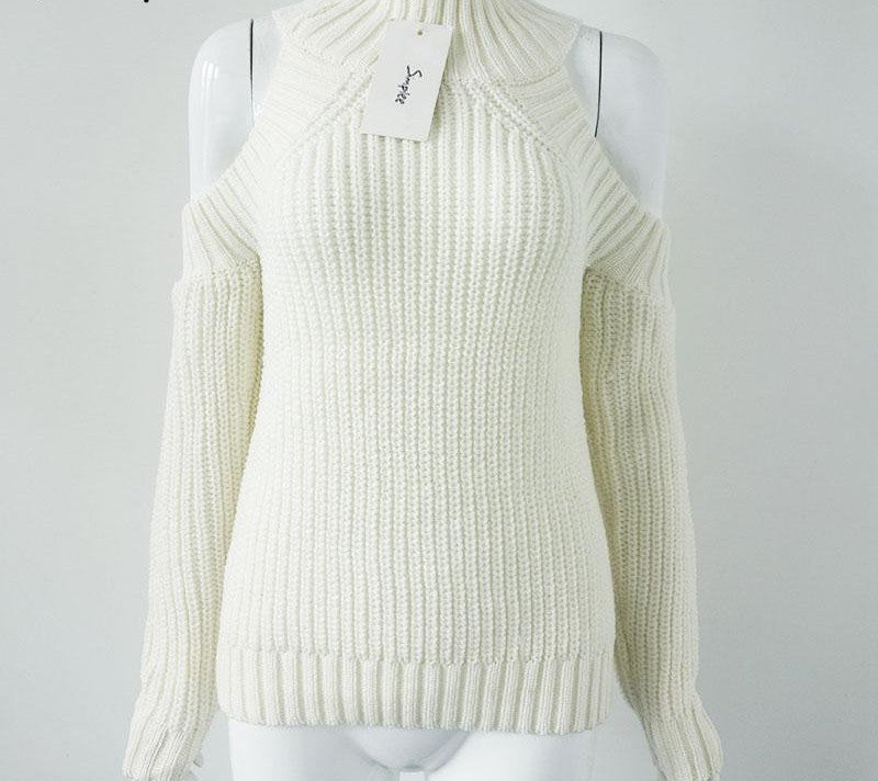 turtleneck off shoulder knitted sweater women autumn Fashion tricot pullover jumpers Pull femme oversized capes - CelebritystyleFashion.com.au online clothing shop australia