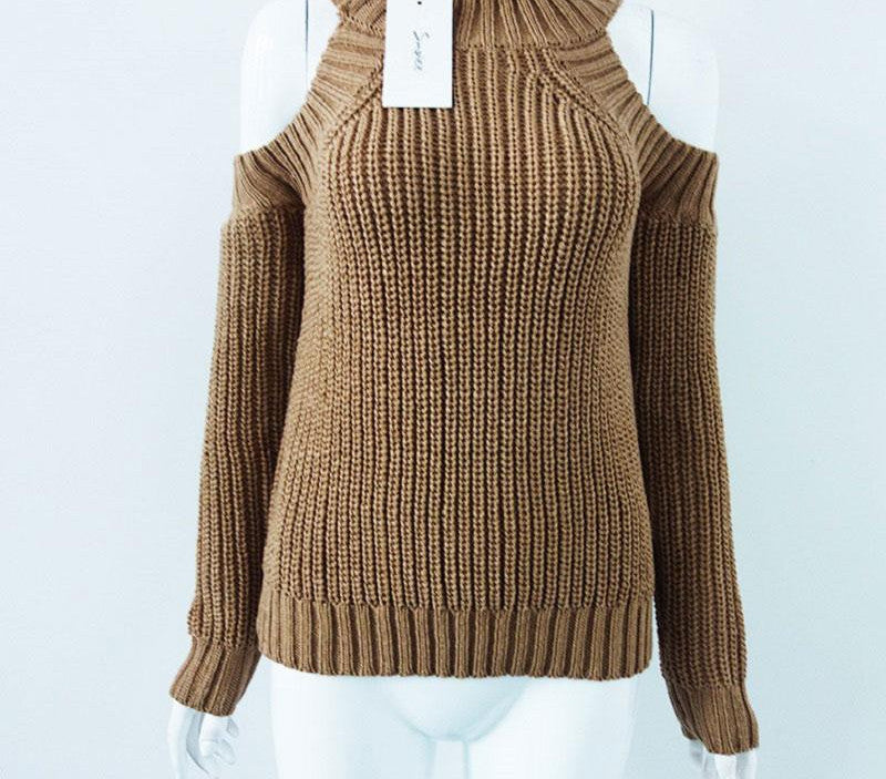 turtleneck off shoulder knitted sweater women autumn Fashion tricot pullover jumpers Pull femme oversized capes - CelebritystyleFashion.com.au online clothing shop australia