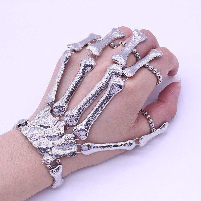 Christmas Halloween Gift Nightclub Punk Bead Finger Bracelet Gothic Skull Skeleton Bone Hand Finger Bracelet - CelebritystyleFashion.com.au online clothing shop australia