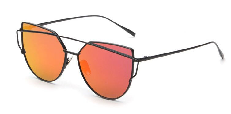 RunBird Mirror Flat Lense Women Cat Eye Sunglasses Classic Brand Designer Twin-Beams Rose Gold Frame Sun Glasses for Women M195 - CelebritystyleFashion.com.au online clothing shop australia