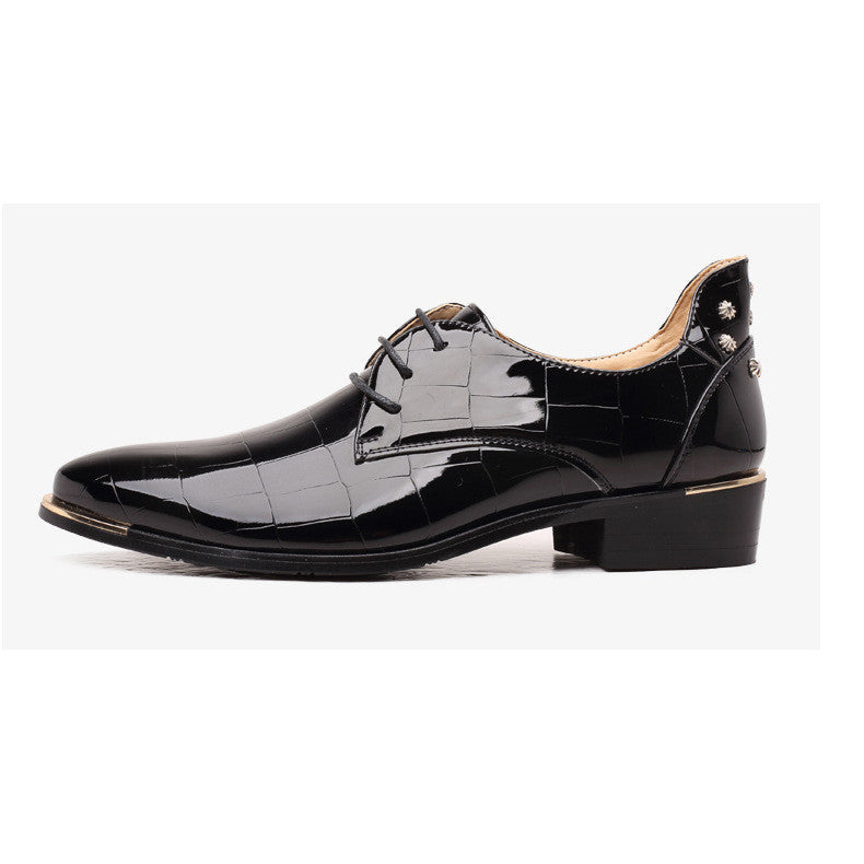 trend men rivets oxfords Fashion lace up pointed toe patent leather shoes Casual rubber men shoes Z262 - CelebritystyleFashion.com.au online clothing shop australia