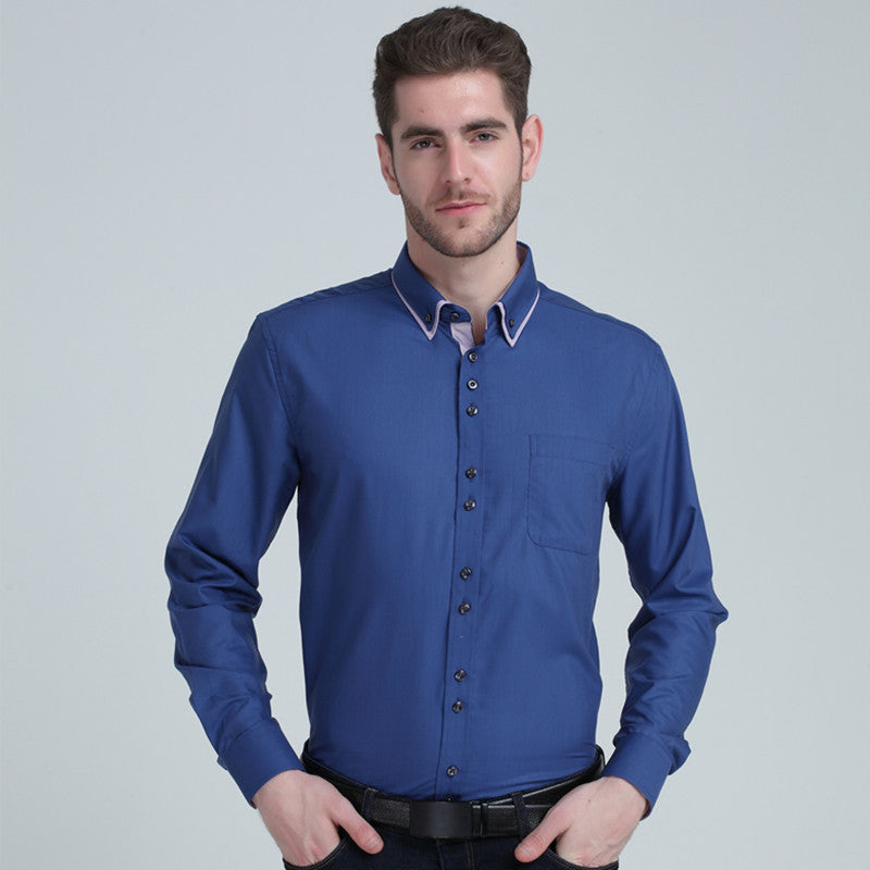 Men Striped Shirt Long Sleeve Lapel Casual Male Shirt Slim Fit Business Dress Shirts Clothing - CelebritystyleFashion.com.au online clothing shop australia