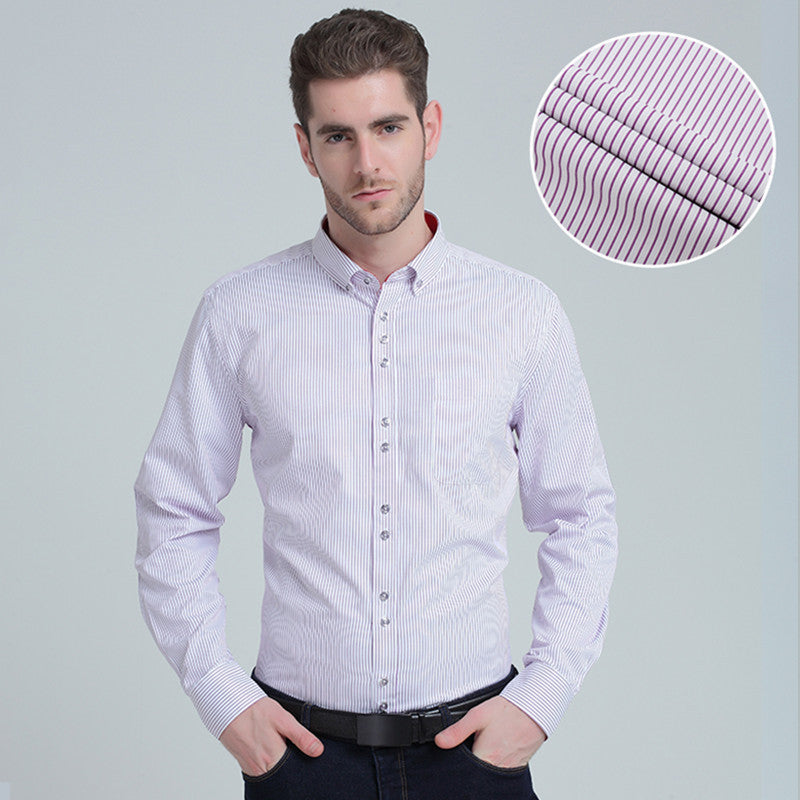 Men Striped Shirt Long Sleeve Lapel Casual Male Shirt Slim Fit Business Dress Shirts Clothing - CelebritystyleFashion.com.au online clothing shop australia