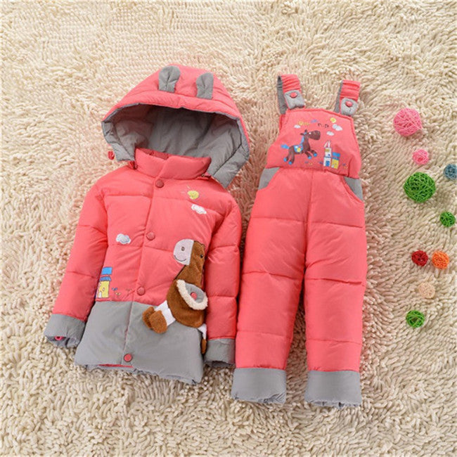 winter children clothing sets duck down jacket sets pants-jacket hooded baby girls winter jacket & coat Pony pattern - CelebritystyleFashion.com.au online clothing shop australia