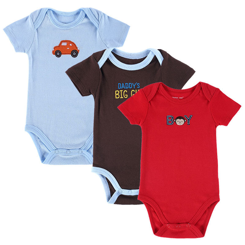 New 3PCS Baby Boy Rompers Baby Clothing Set Summer Cotton Baby Girl Boy Short Sleeve Car Printed Jumpsuit Newborn Baby Clothes - CelebritystyleFashion.com.au online clothing shop australia