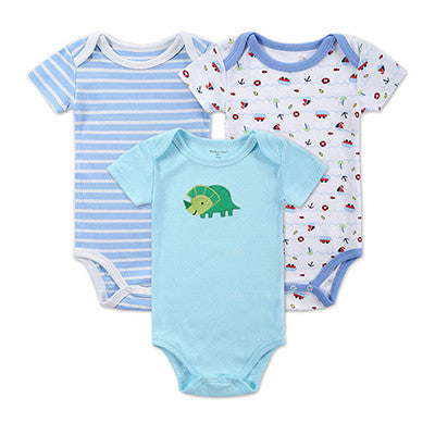 New 3PCS Baby Boy Rompers Baby Clothing Set Summer Cotton Baby Girl Boy Short Sleeve Car Printed Jumpsuit Newborn Baby Clothes - CelebritystyleFashion.com.au online clothing shop australia