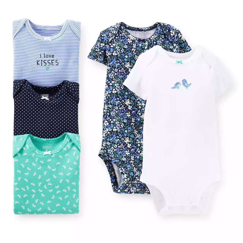 5 Pieces/Lot Baby Bodysuits Sling Sleeveless Short Sleeved Cotton Baby Jumpsuit Baby Clothes Dot Print Baby Girls Bodysuits V49 - CelebritystyleFashion.com.au online clothing shop australia