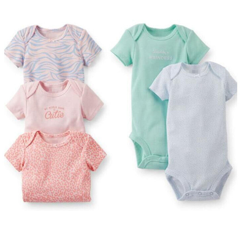 5 Pieces/Lot Baby Bodysuits Sling Sleeveless Short Sleeved Cotton Baby Jumpsuit Baby Clothes Dot Print Baby Girls Bodysuits V49 - CelebritystyleFashion.com.au online clothing shop australia