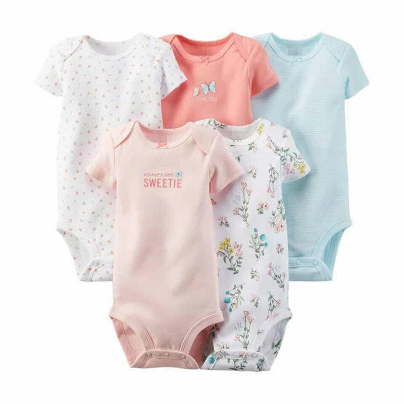 5 Pieces/Lot Baby Bodysuits Sling Sleeveless Short Sleeved Cotton Baby Jumpsuit Baby Clothes Dot Print Baby Girls Bodysuits V49 - CelebritystyleFashion.com.au online clothing shop australia