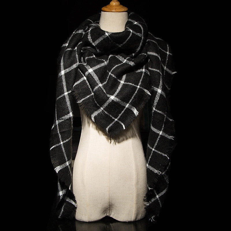 Za Winter Brand Cashmere Scarf Women Blanket Scarf Plaid Wraps long Scarf Women Pashmina Cashmere Shawls and Scarves tassel - CelebritystyleFashion.com.au online clothing shop australia