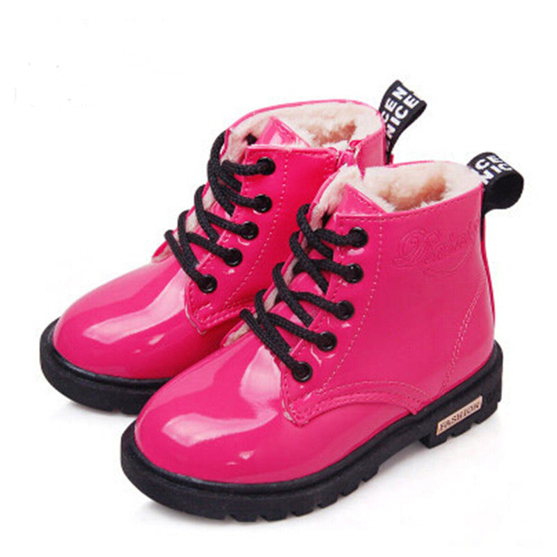 Winter Children Shoes PU Leather Waterproof Martin Boots Kids Snow Boots Brand Girls Boys Rubber Boots Fashion Sneakers-Dollar Bargains Online Shopping Australia