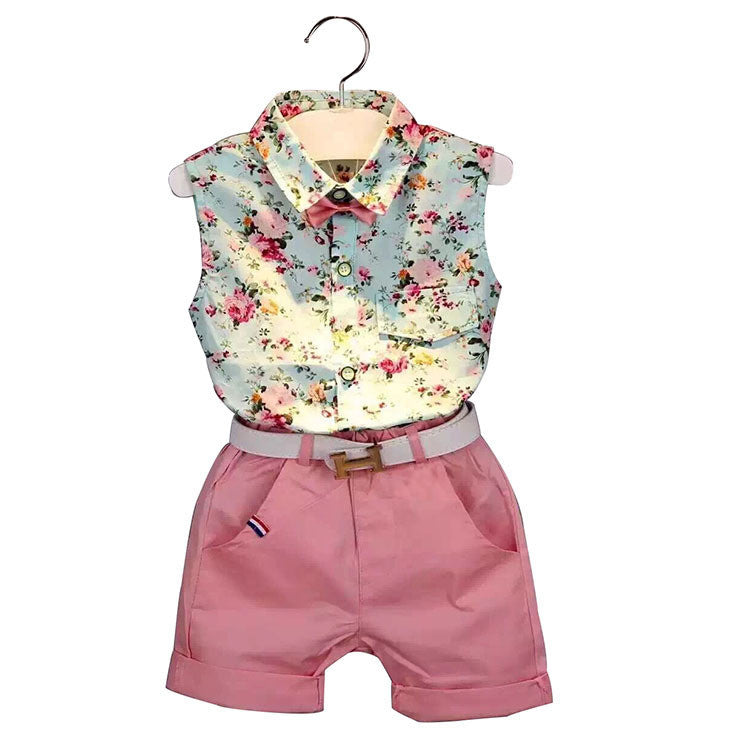 girls clothes summer girls clothing sets kids clothes Floral girl shirts+shorts clothing sets 3-8 year - CelebritystyleFashion.com.au online clothing shop australia