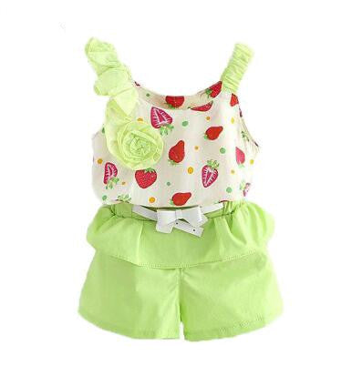 girls clothes summer girls clothing sets kids clothes Floral girl shirts+shorts clothing sets 3-8 year - CelebritystyleFashion.com.au online clothing shop australia