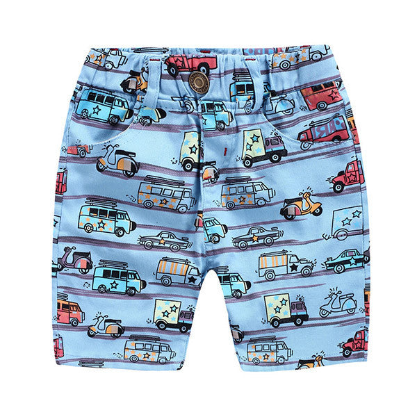 Casual Boys Print Shorts Kids Summer Clothes Cartoon Cars Elatisc Waist Pants For 2~7Y Boy Children Boys Beach Shorts CI030 - CelebritystyleFashion.com.au online clothing shop australia