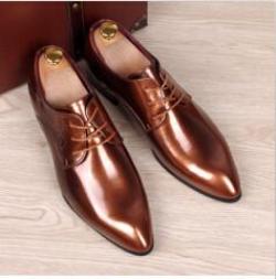 mens business wedding work dress bright genuine leather shoes point toe oxford shoe lace up Korean fashion - CelebritystyleFashion.com.au online clothing shop australia