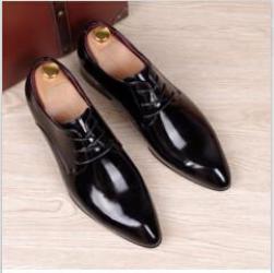 mens business wedding work dress bright genuine leather shoes point toe oxford shoe lace up Korean fashion - CelebritystyleFashion.com.au online clothing shop australia