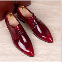 mens business wedding work dress bright genuine leather shoes point toe oxford shoe lace up Korean fashion - CelebritystyleFashion.com.au online clothing shop australia