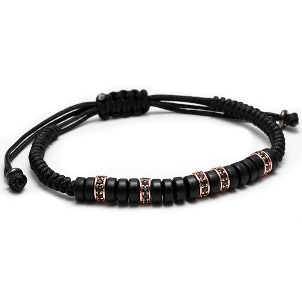 Anil Arjandas men's bracelet ,Pave Black CZ Zircon Connector 7mm Coconut shell Bead Braiding pulseiras feminina Macrame Bangle - CelebritystyleFashion.com.au online clothing shop australia