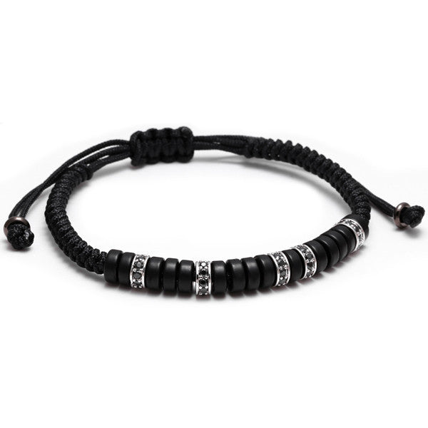 Anil Arjandas men's bracelet ,Pave Black CZ Zircon Connector 7mm Coconut shell Bead Braiding pulseiras feminina Macrame Bangle - CelebritystyleFashion.com.au online clothing shop australia