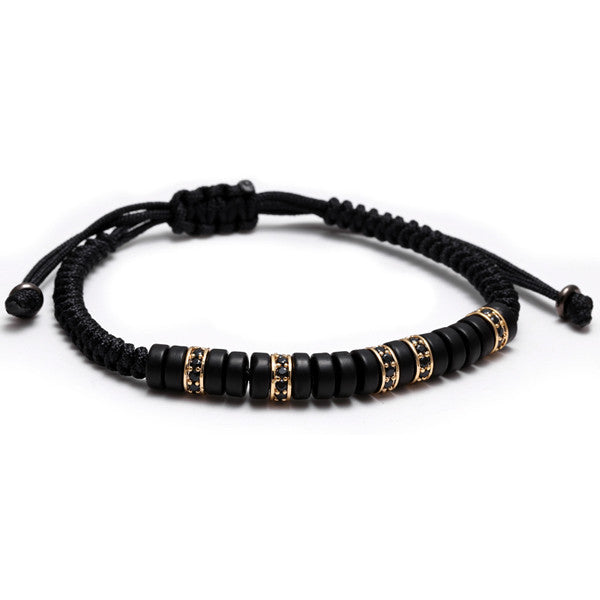 Anil Arjandas men's bracelet ,Pave Black CZ Zircon Connector 7mm Coconut shell Bead Braiding pulseiras feminina Macrame Bangle - CelebritystyleFashion.com.au online clothing shop australia