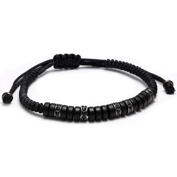 Anil Arjandas men's bracelet ,Pave Black CZ Zircon Connector 7mm Coconut shell Bead Braiding pulseiras feminina Macrame Bangle - CelebritystyleFashion.com.au online clothing shop australia