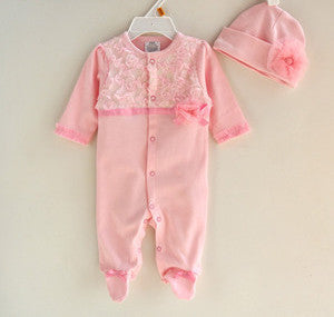 Newborn Baby Girl Clothes Bow/Flowers Romper Clothing Set Jumpsuit & Headband 2 PC Cute Infant Cirls Rompers - CelebritystyleFashion.com.au online clothing shop australia