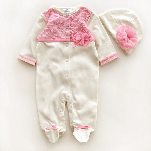 Newborn Baby Girl Clothes Bow/Flowers Romper Clothing Set Jumpsuit & Headband 2 PC Cute Infant Cirls Rompers - CelebritystyleFashion.com.au online clothing shop australia