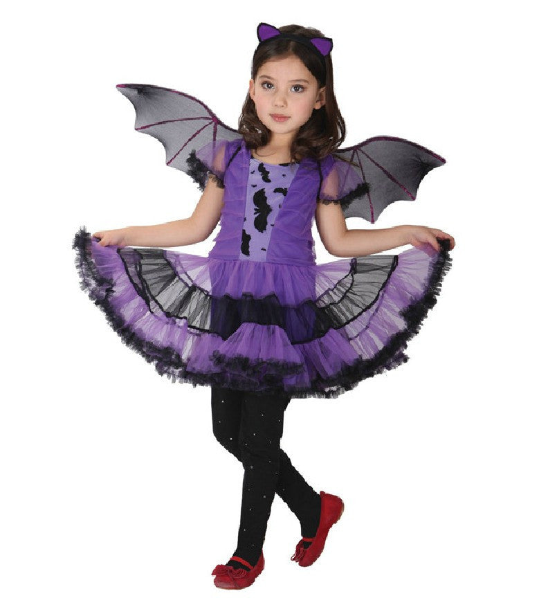 Christmas Fancy Masquerade Party Bat Girl Costume Children Cosplay Dance Dress Costumes for Kids Purple Clothing Lovely Dresses - CelebritystyleFashion.com.au online clothing shop australia