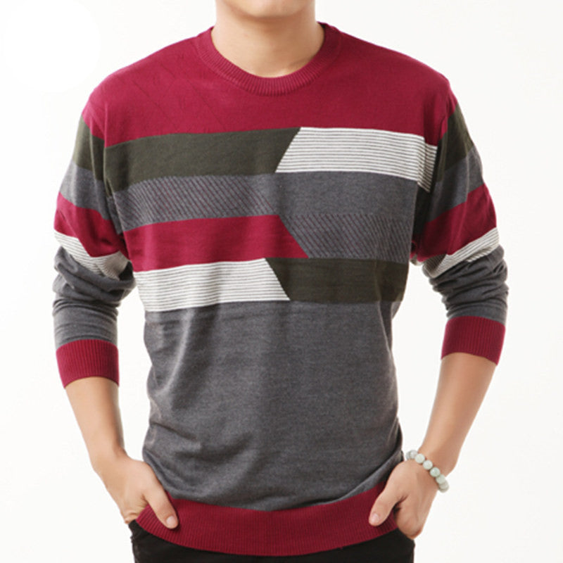 HS High Quality New Autumn Winter Dress Striped Cashmere Wool Pullover Men Sweater Brand Casual Shirts O-Neck Clothing S - XXXXL - CelebritystyleFashion.com.au online clothing shop australia