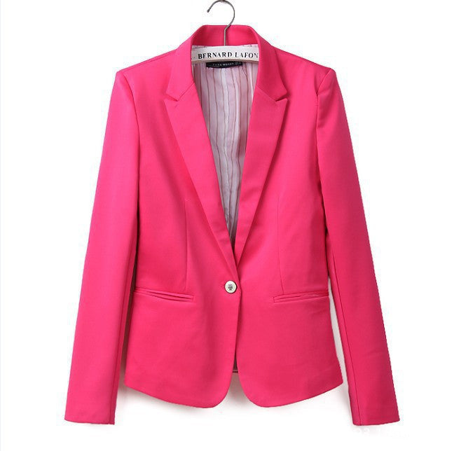 Candy Color Womens Blazer Single Button Slim Blazer Casual Suit Coat Plus Size XXL XS Blazer A7996-Dollar Bargains Online Shopping Australia