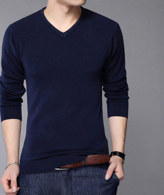 New Fashion Slim Fit Sweater Men Classic Pure Black Pullover Men Solid Color V-Neck Pull Homme Cashmere Wool Sweaters Shirt 6638 - CelebritystyleFashion.com.au online clothing shop australia