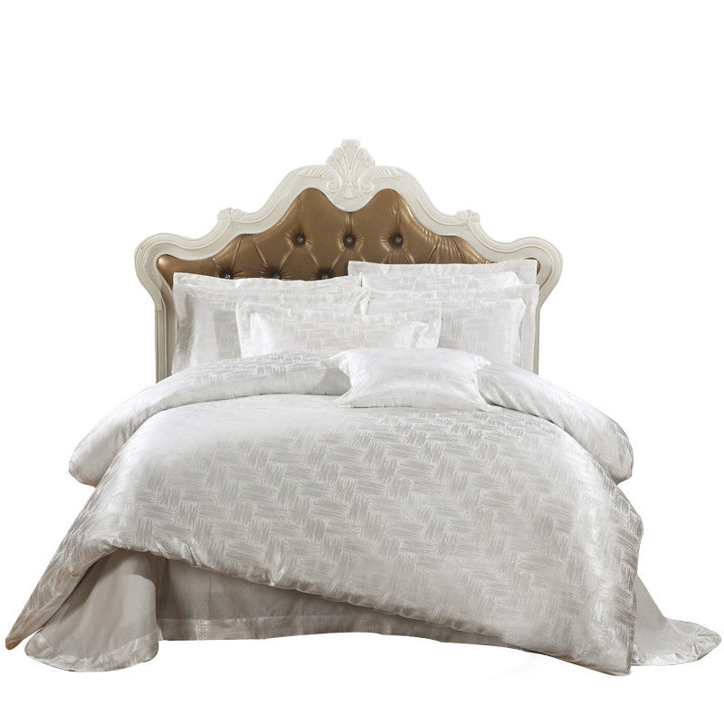 Papa&Mima Jacquard bedding set silk cotton Queen King size 4pcs duvet quilt bedlinen covers bedclothes luxury bedsheet set-Dollar Bargains Online Shopping Australia