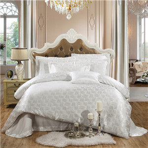 Papa&Mima Jacquard bedding set silk cotton Queen King size 4pcs duvet quilt bedlinen covers bedclothes luxury bedsheet set-Dollar Bargains Online Shopping Australia