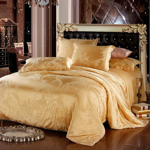 Papa&Mima Jacquard bedding set silk cotton Queen King size 4pcs duvet quilt bedlinen covers bedclothes luxury bedsheet set-Dollar Bargains Online Shopping Australia