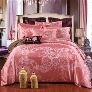 Papa&Mima Jacquard bedding set silk cotton Queen King size 4pcs duvet quilt bedlinen covers bedclothes luxury bedsheet set-Dollar Bargains Online Shopping Australia