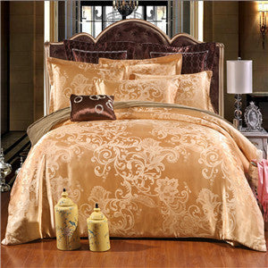 Papa&Mima Jacquard bedding set silk cotton Queen King size 4pcs duvet quilt bedlinen covers bedclothes luxury bedsheet set-Dollar Bargains Online Shopping Australia