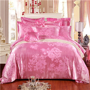 Papa&Mima Jacquard bedding set silk cotton Queen King size 4pcs duvet quilt bedlinen covers bedclothes luxury bedsheet set-Dollar Bargains Online Shopping Australia