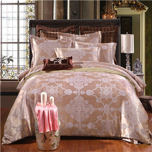 Papa&Mima Jacquard bedding set silk cotton Queen King size 4pcs duvet quilt bedlinen covers bedclothes luxury bedsheet set-Dollar Bargains Online Shopping Australia