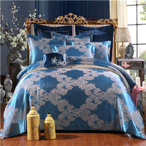 Papa&Mima Jacquard bedding set silk cotton Queen King size 4pcs duvet quilt bedlinen covers bedclothes luxury bedsheet set-Dollar Bargains Online Shopping Australia