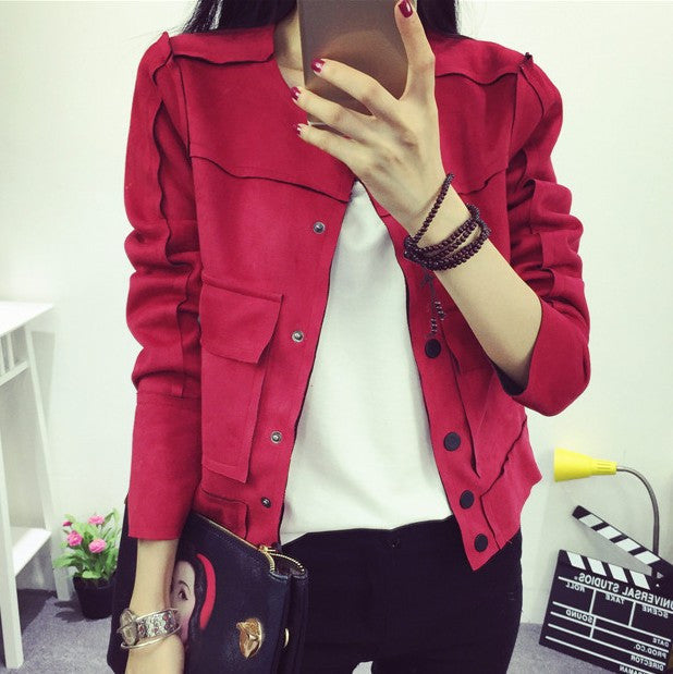 Retro Military Green Jacket Fashion Casual Suede Outerwear Coats Women Jaqueta Feminina-Dollar Bargains Online Shopping Australia