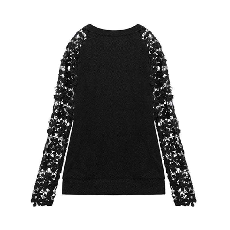 Spring Autumn Fashion Women Long Sleeve Lace Patchwork Casual Pullover Ladies Sweaters Plus Size clothes - CelebritystyleFashion.com.au online clothing shop australia