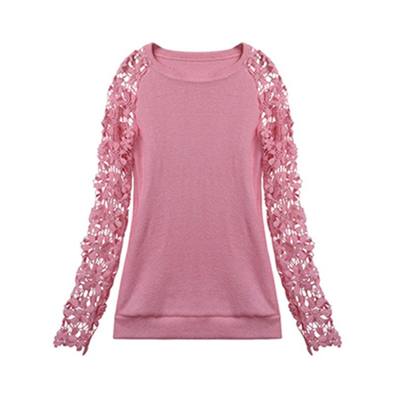 Spring Autumn Fashion Women Long Sleeve Lace Patchwork Casual Pullover Ladies Sweaters Plus Size clothes - CelebritystyleFashion.com.au online clothing shop australia