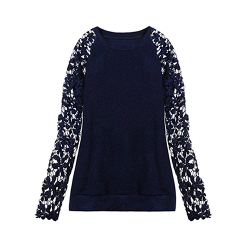 Spring Autumn Fashion Women Long Sleeve Lace Patchwork Casual Pullover Ladies Sweaters Plus Size clothes - CelebritystyleFashion.com.au online clothing shop australia