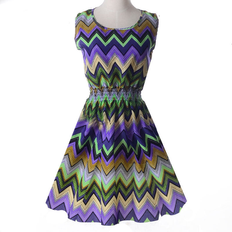 design summer dress Women casual Bohemian dress floral flower sleeveless vest printed beach chiffon top dress S092-Dollar Bargains Online Shopping Australia