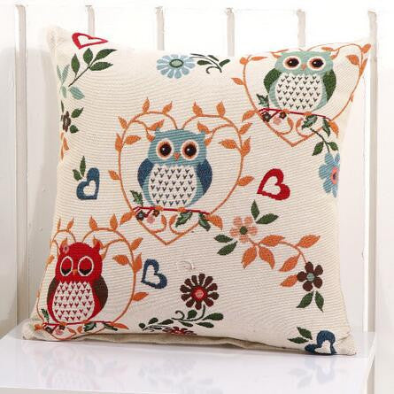 Owl Printed Linen Cushion For Sofa Decorative Throw Cotton Sofa Decor Couch B0-Dollar Bargains Online Shopping Australia