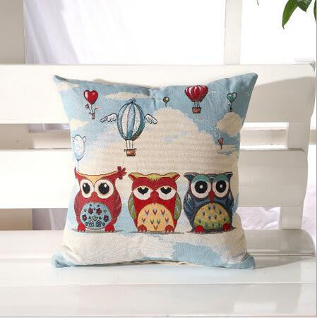 Owl Printed Linen Cushion For Sofa Decorative Throw Cotton Sofa Decor Couch B0-Dollar Bargains Online Shopping Australia