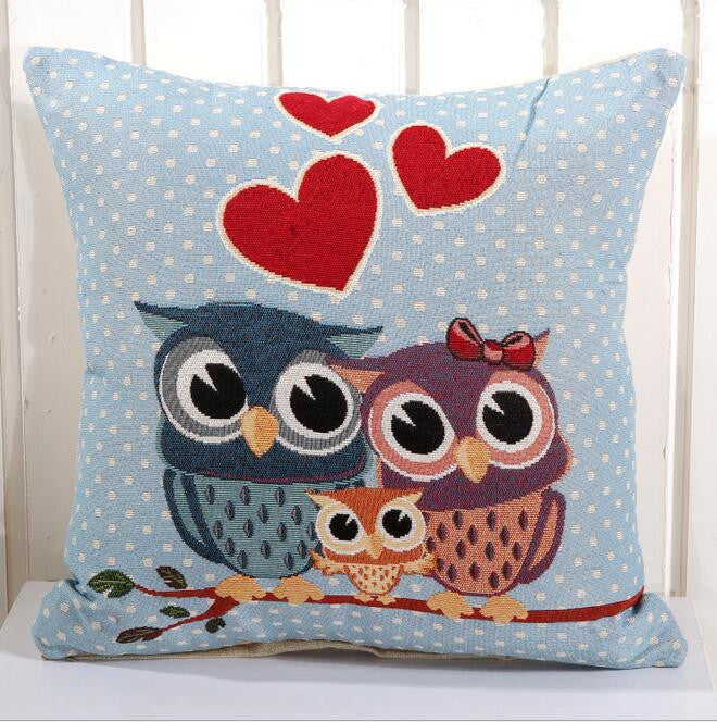 Owl Printed Linen Cushion For Sofa Decorative Throw Cotton Sofa Decor Couch B0-Dollar Bargains Online Shopping Australia