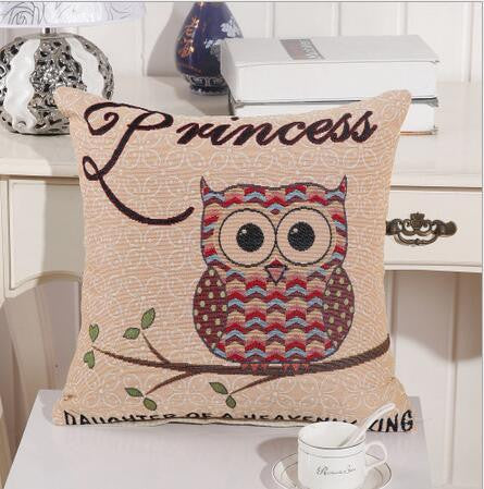Owl Printed Linen Cushion For Sofa Decorative Throw Cotton Sofa Decor Couch B0-Dollar Bargains Online Shopping Australia