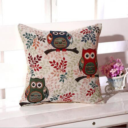 Owl Printed Linen Cushion For Sofa Decorative Throw Cotton Sofa Decor Couch B0-Dollar Bargains Online Shopping Australia